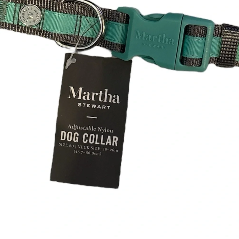 Martha Stewart Teal and Gray Dog Collar